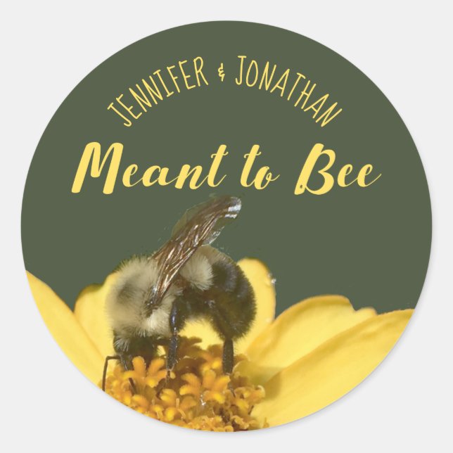 Meant to Bee Round Honey Wedding Favours Photo Classic Round Sticker (Front)