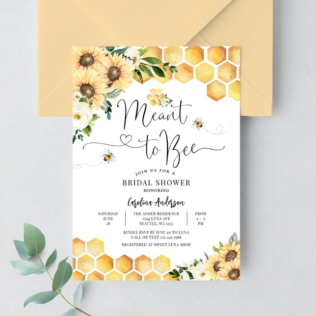 Meant to Bee Rustic Bridal Wedding Couple Shower Invitation (Creator Uploaded)