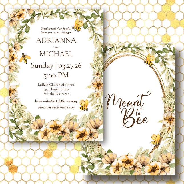Meant to Bee Rustic Wedding Invitation (Creator Uploaded)