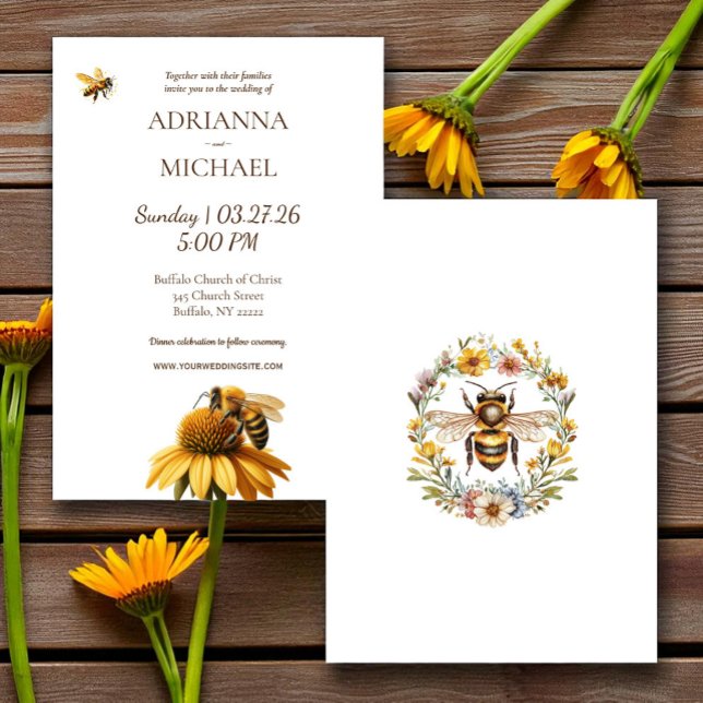 Meant to Bee Rustic Wedding Invitation (Creator Uploaded)