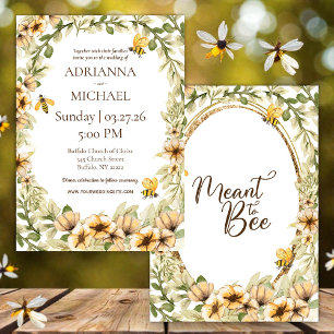 Meant to Bee Rustic Yellow Wedding Invitation