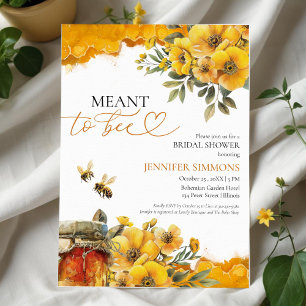 Meant To Bee   Watercolor Floral Bridal Shower Invitation