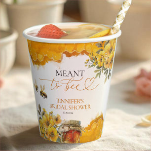 Meant To Bee Watercolor Floral Bridal Shower Paper Cups