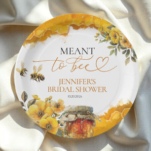 Meant To Bee Watercolor Floral Bridal Shower Paper Plate