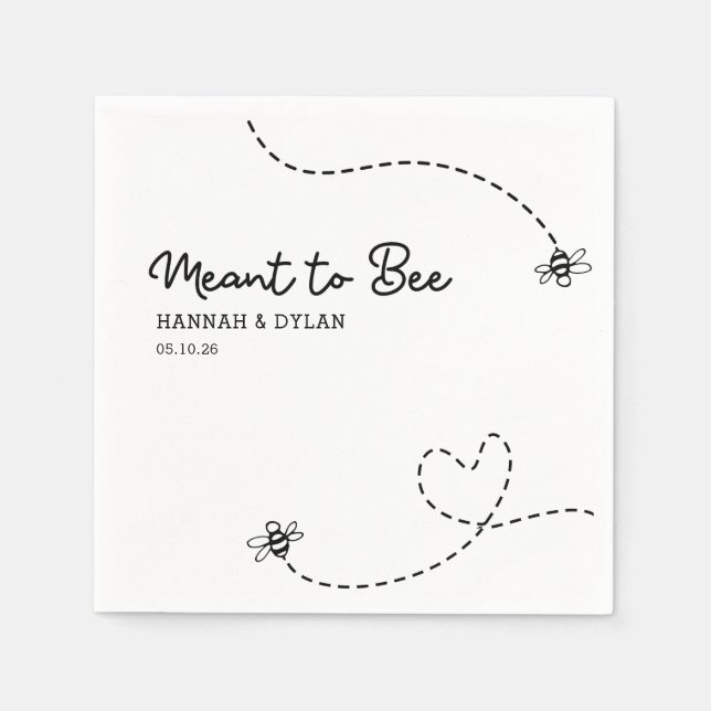 Meant to Bee Whimsical Chic Engagement or Wedding Napkin (Front)