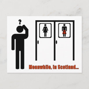 Meanwhile, in Scotland funny Scottish kilt joke Postcard