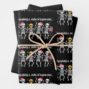 Meanwhile Over In Radiology Christmas Skeleton Wrapping Paper Sheet