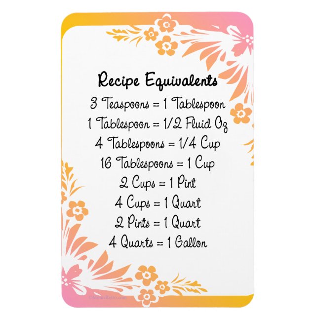 Measurement Equivalents Floral Fridge Magnet (Vertical)