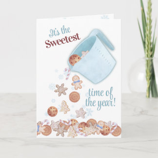 Measuring cup pouring Christmas cookies baking Hol Holiday Card