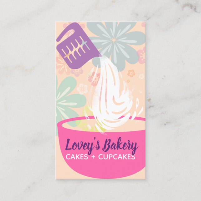 Measuring cup pouring splash baking bakery business card (Front)