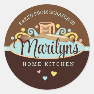 Measuring cup utensils baking bakery pastry chef classic round sticker