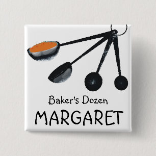 Measuring spoons spices cooking baking name tag 15 cm square badge
