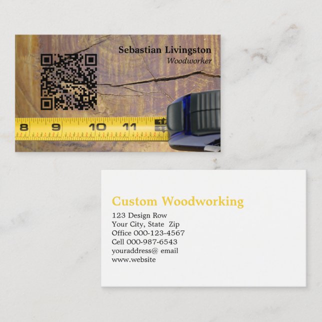 Measuring Tape  Woodworking Professional QR Code  Business Card (Front/Back)