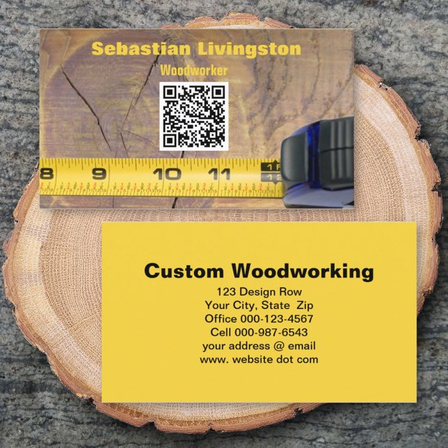 Measuring Tape Woodworking Professional QR Code Business Card (Creator Uploaded)