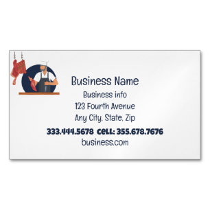 Meat Cutting Butcher Magnetic Business Card