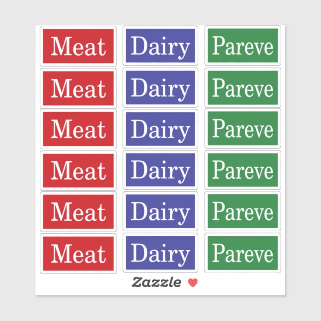 Meat Dairy Pareve Kosher Labels (Sheet)