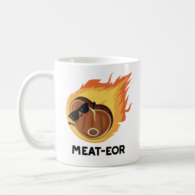 Meat-eor Funny Meat Steak Pun  Coffee Mug (Left)