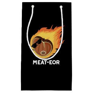 Meat-eor Funny Meat Steak Pun Dark BG Small Gift Bag