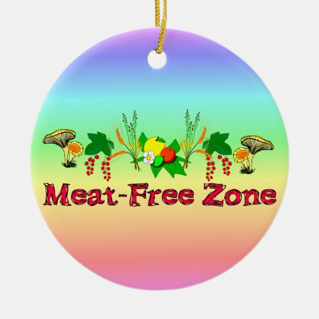 Meat-Free Zone Ceramic Tree Decoration (Front)