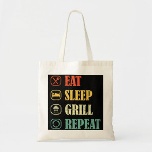 Meat Grilling BBQ Griller Retro Eat Sleep Grill Me Tote Bag