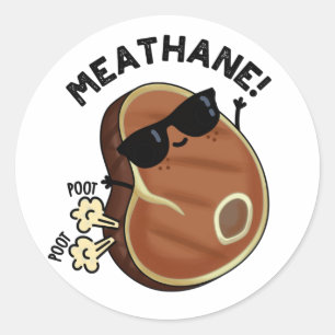 Meat-hane Funny Farting Meat Pun  Classic Round Sticker