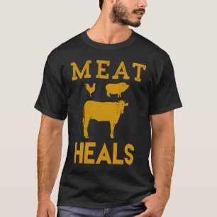 Meat Heals Beef Pork Chicken Pyramid T-Shirt