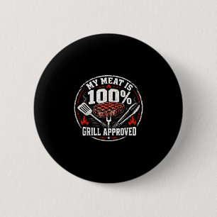 Meat is 100% grill approved funny bbq dad father’s 6 cm round badge