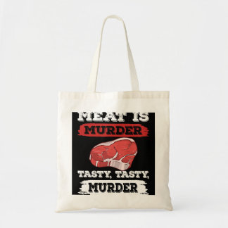 Meat is murder a tasty tasty murder bbq grill 2 tote bag