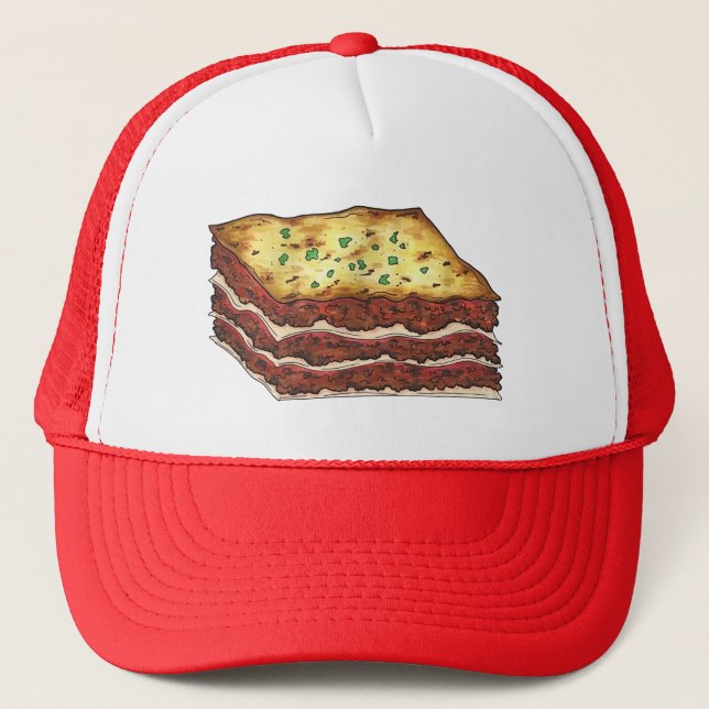 Meat Lasagne Lasagne Italian Restaurant Food Chef Trucker Hat (Front)