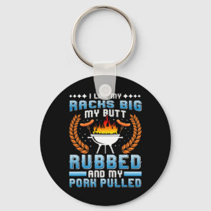 Meat Lover I Like My Racks Big Pulled Pork Bbq Key Ring