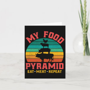 Meat Lovers My Food Pyramid Eat Meat Repeat Vintag Card