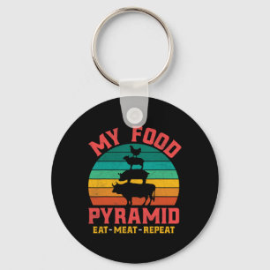 Meat Lovers My Food Pyramid Eat Meat Repeat Vintag Key Ring