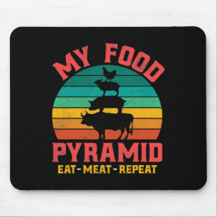 Meat Lovers My Food Pyramid Eat Meat Repeat Vintag Mouse Mat