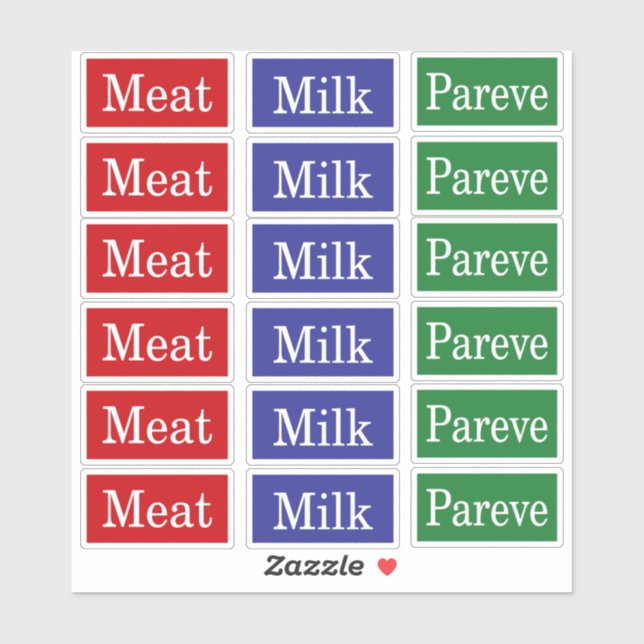 Meat Milk Pareve Kosher Labels (Sheet)