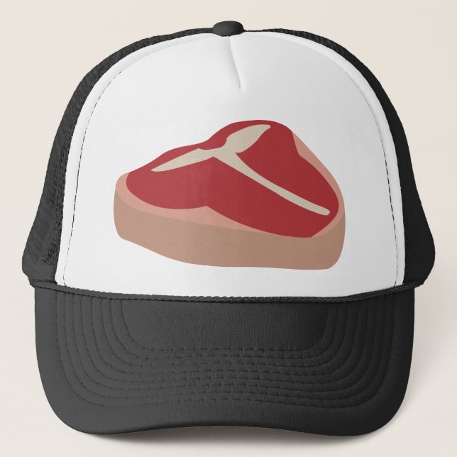 Meat Raw Steak Fresh Protein Pork Chop Beefsteak Trucker Hat (Front)