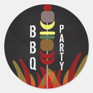 Meat Skewers BBQ Cook Out Party Classic Round Sticker