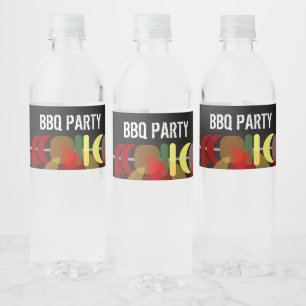 Meat Skewers BBQ Cook Out Party Water Bottle Label