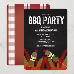 Meat Skewers BBQ Flames Cook Out Party Invitation