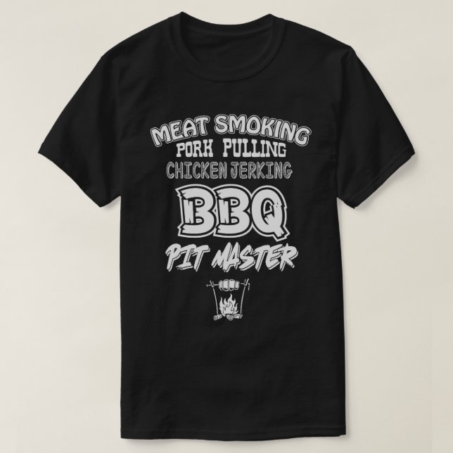 Meat Smoking Pit Master BBQ  Men Funny  T-Shirt (Design Front)