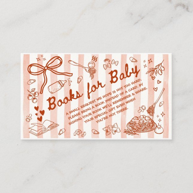MeatBall Italian Baby Shower Books for Baby Enclosure Card (Front)