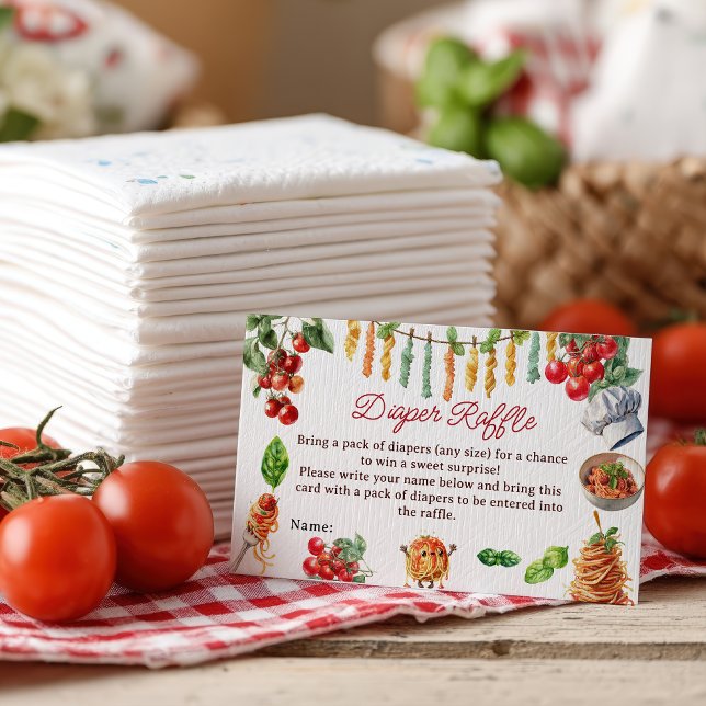 Meatball Italian Pasta Baby Shower Diaper Raffle Enclosure Card (Meatball Italian Pasta Baby Shower Diaper Raffle Enclosure Card)
