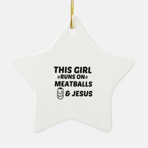 MEATBALLS AND JESUS CERAMIC TREE DECORATION