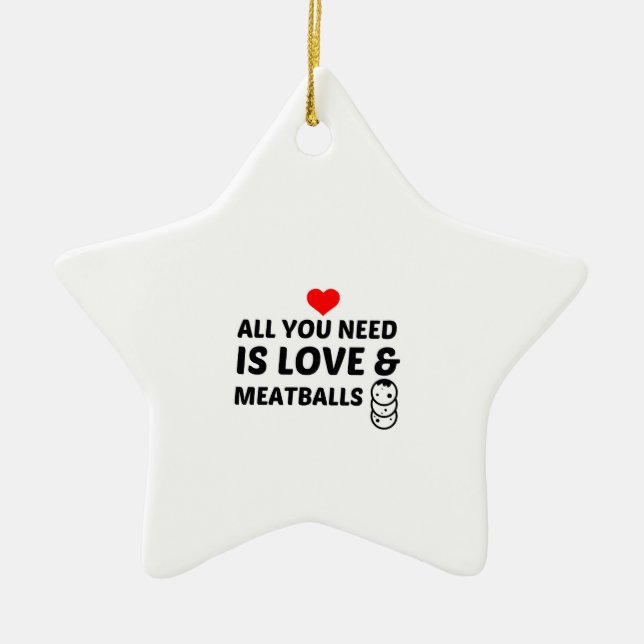 MEATBALLS AND LOVE CERAMIC TREE DECORATION (Front)