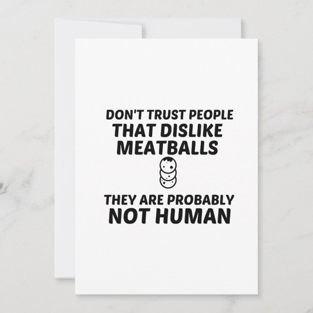 MEATBALLS DISLIKE NOT HUMAN THANK YOU CARD (Front)