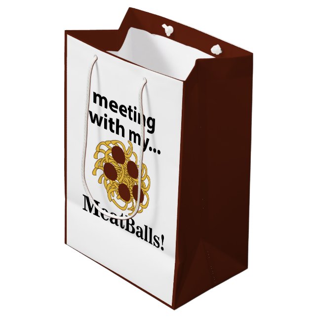 Meatballs Funny Meeting With My Meatballs Medium Gift Bag (Front Angled)