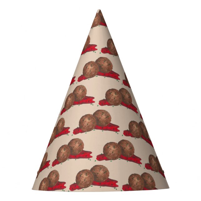 Meatballs Marinara Italian Restaurant Food Cooking Party Hat (Front)