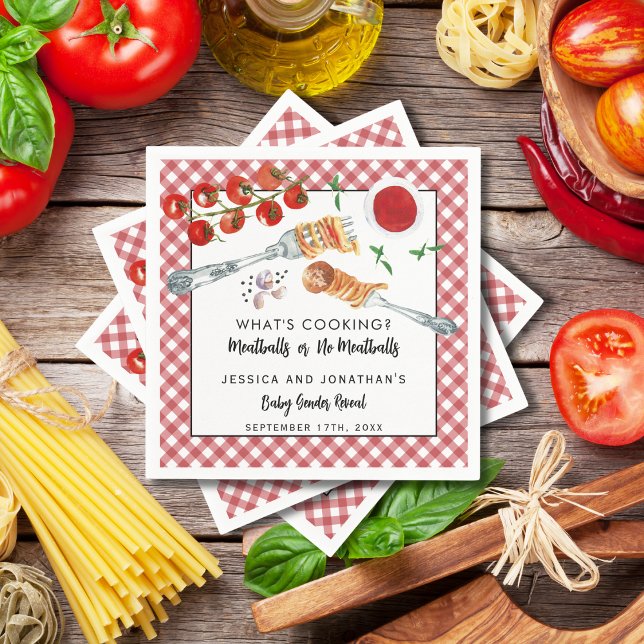 Meatballs Or No Meatballs Gender Reveal Party Napkin (Creator Uploaded)