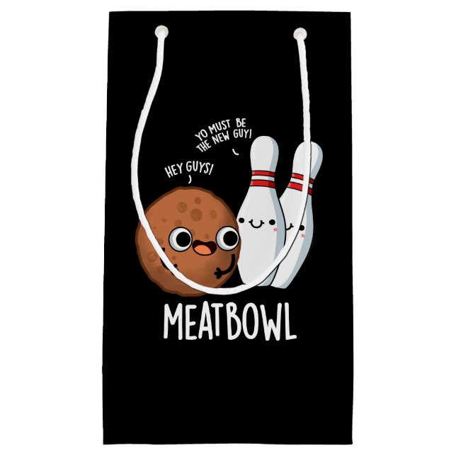 Meatbowl Funny Meatball Pun Dark BG Small Gift Bag (Front)