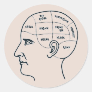 Meathead Phrenology Classic Round Sticker