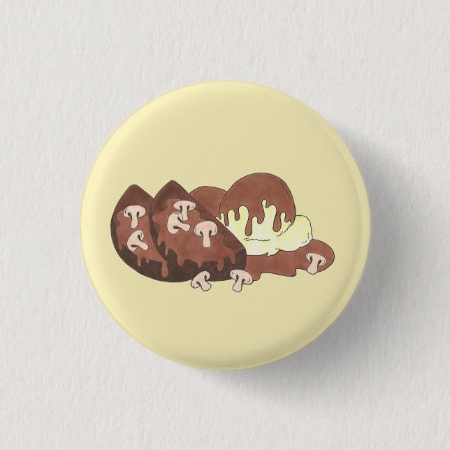 Meatloaf Meat Loaf Potatoes Mushroom Gravy Foodie 3 Cm Round Badge (Front)